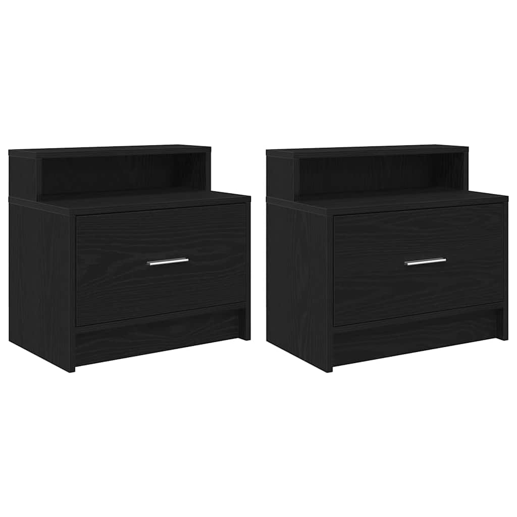 Nachtkastjes 2 st met lade 51x31x47 cm zwart eikenkleurig