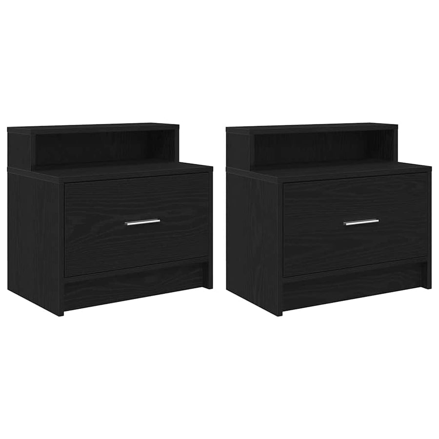 Nachtkastjes 2 st met lade 51x31x47 cm zwart eikenkleurig