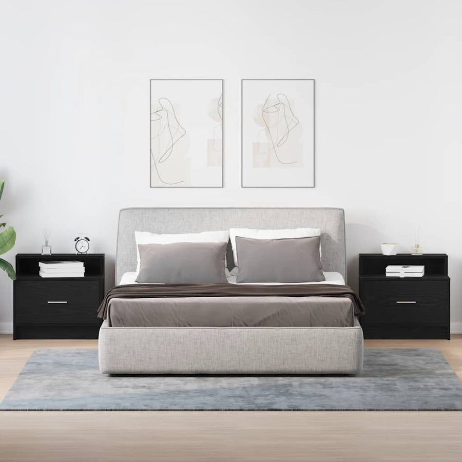 Nachtkastjes 2 st met lade 51x31x47 cm zwart eikenkleurig