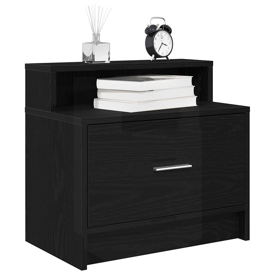 Nachtkastjes 2 st met lade 51x31x47 cm zwart eikenkleurig
