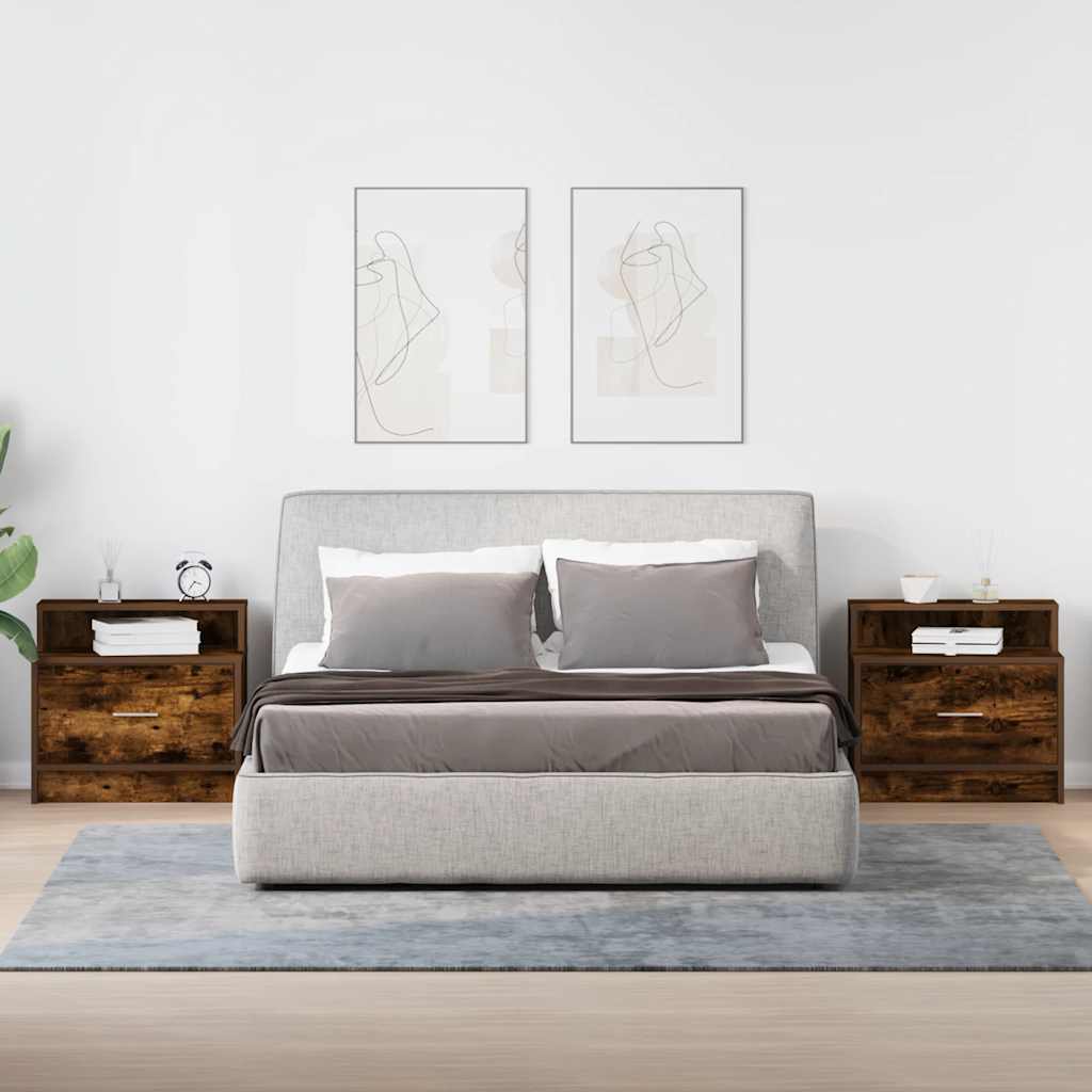 Nachtkastjes 2 st met lade 51x31x47 cm gerookt eikenkleurig