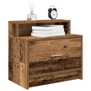 Nachtkastje 51x31x47 cm oud houtkleurig met lade (2 stuks)