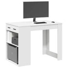 Desk with drawer and shelf 102x62x77.5 cm engineered wood white