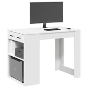 Desk with drawer and shelf 102x62x77.5 cm engineered wood white