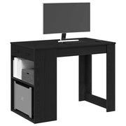 Desk with drawer and shelf 102x62x77.5cm treated black oak wood