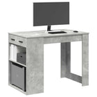 Desk with drawer and shelf 102x62x77.5 cm engineered wood concrete grey