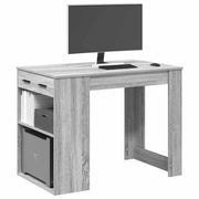 Desk with drawer&shelf 102x62x77.5 cm engineered wood grey Sonoma