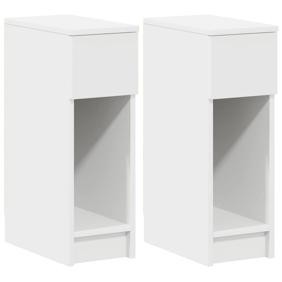 Nachtkastjes 2 st met lade 20x36x60 cm wit