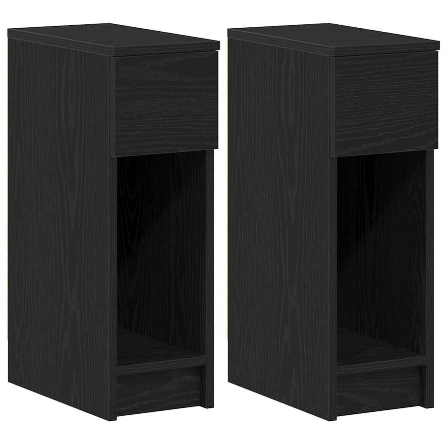 Nachtkastjes 2 st met lade 20x36x60 cm zwart eikenkleurig