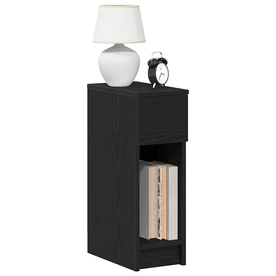Nachtkastjes 2 st met lade 20x36x60 cm zwart eikenkleurig