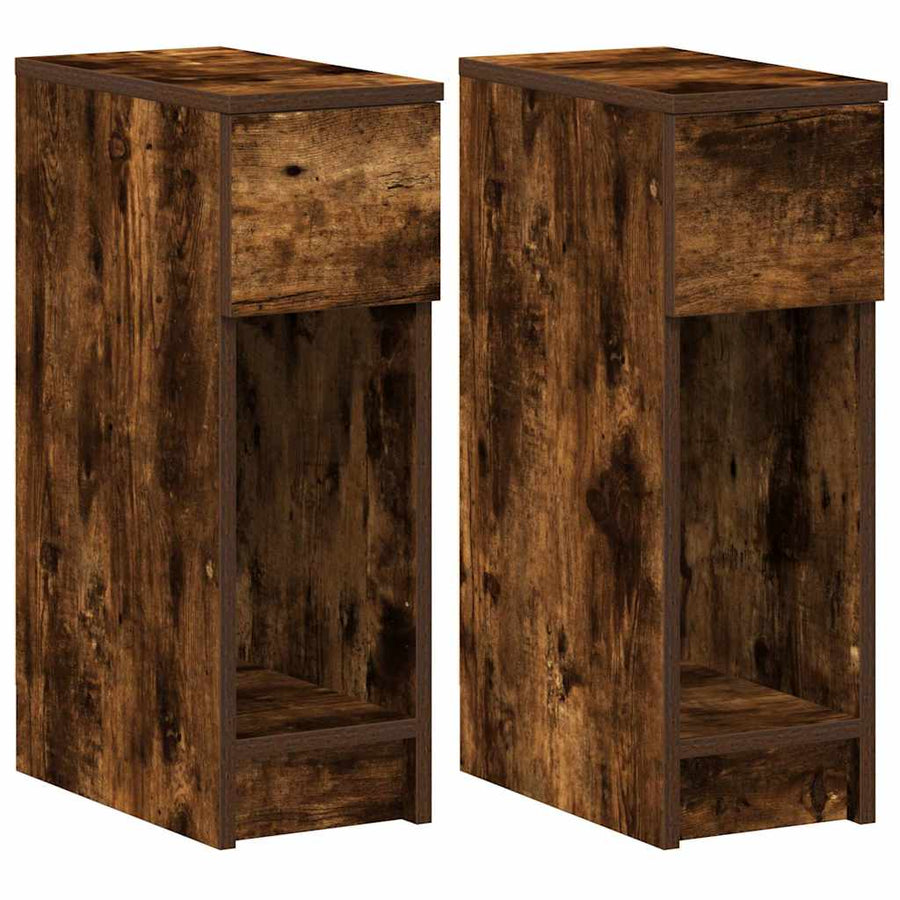 Nachtkastjes 2 st met lade 20x36x60 cm gerookt eikenkleurig