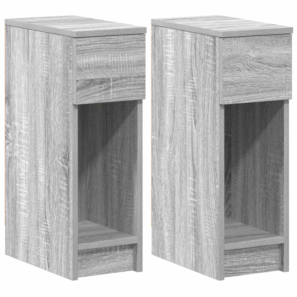 Nachtkastjes 2 st met lade 20x36x60 cm grijs sonoma eikenkleur