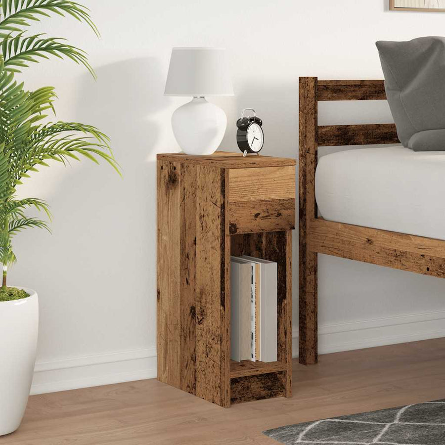 Nachtkastje met lade 20x36x60 cm oud houtkleurig