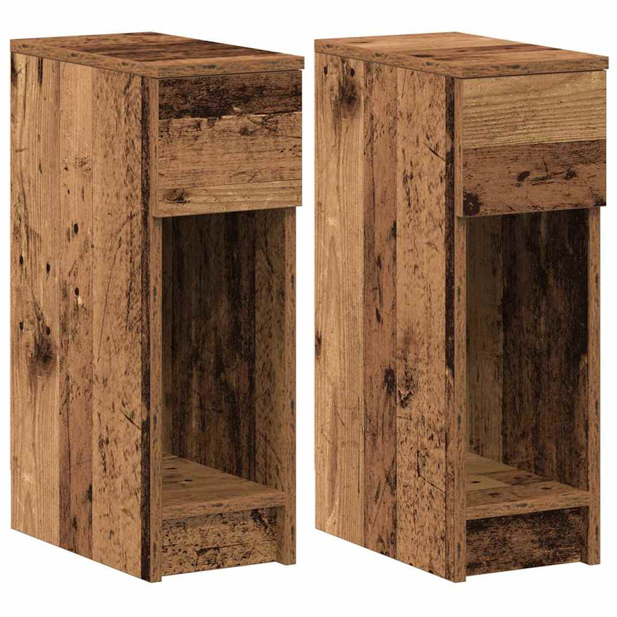 Nachtkastjes 2 st met lade 20x36x60 cm oud houtkleurig