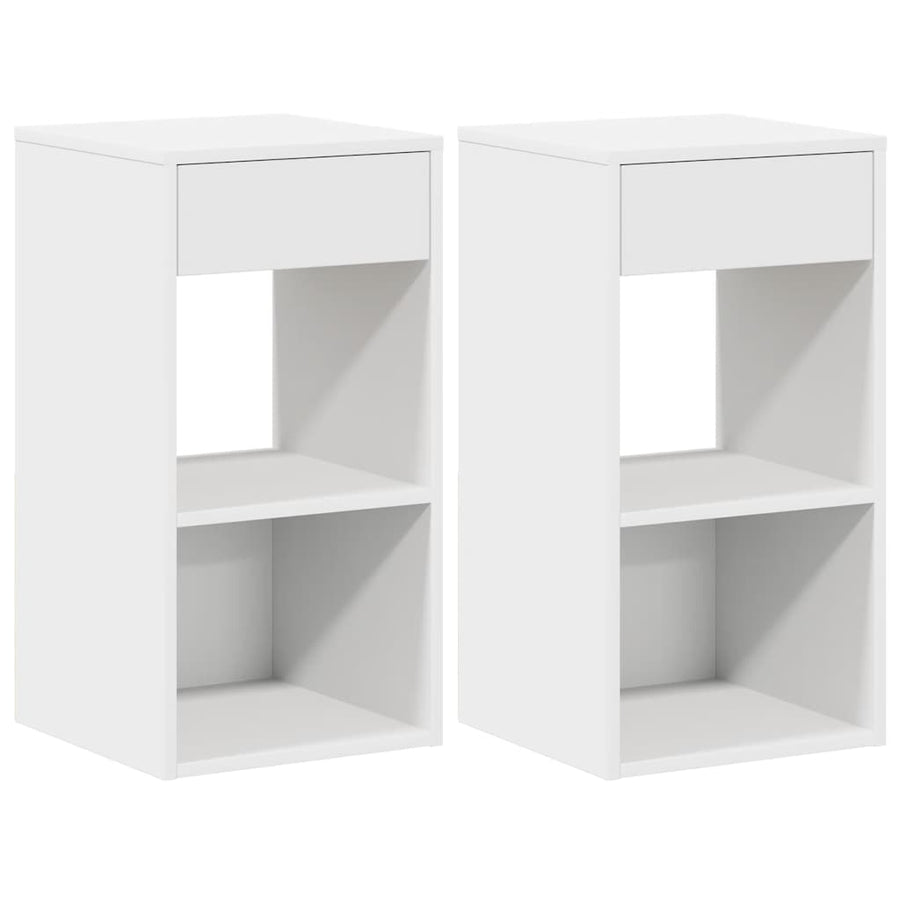 Nachtkastjes 2 st met lade 35x34x66,5 cm wit