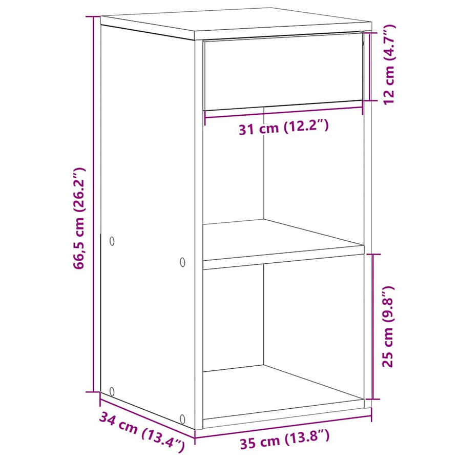 Nachtkastjes 2 st met lade 35x34x66,5 cm wit