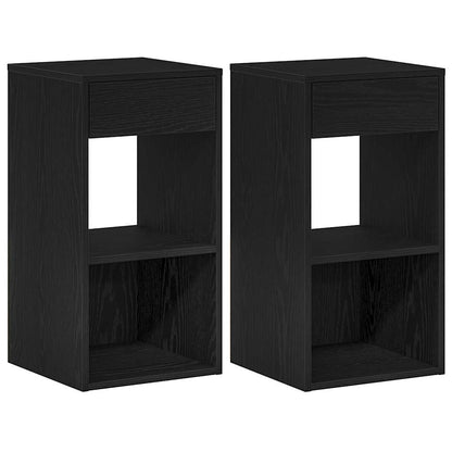 Nachtkastjes 2 st met lade 35x34x66,5 cm zwart eikenkleurig