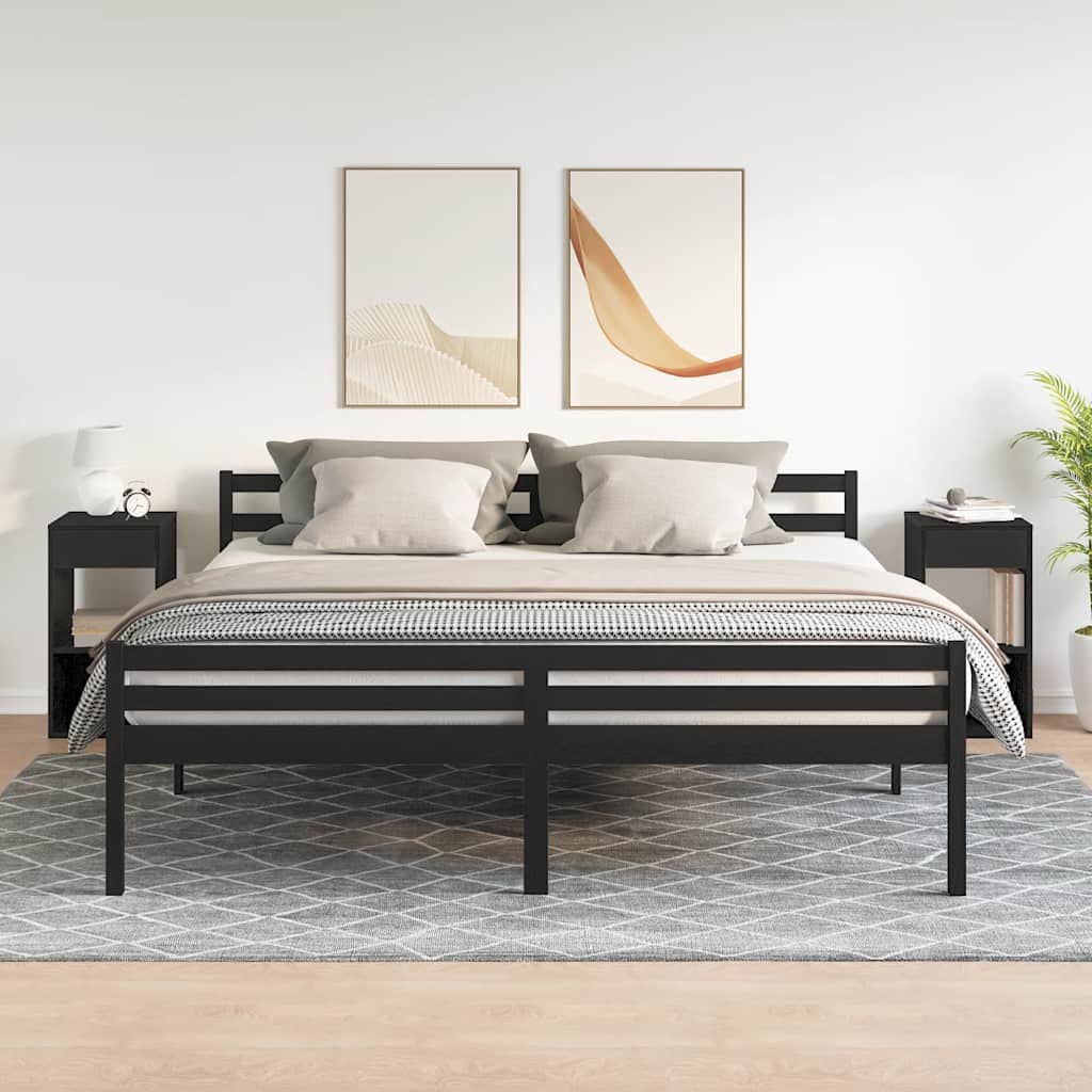 Nachtkastjes 2 st met lade 35x34x66,5 cm zwart eikenkleurig