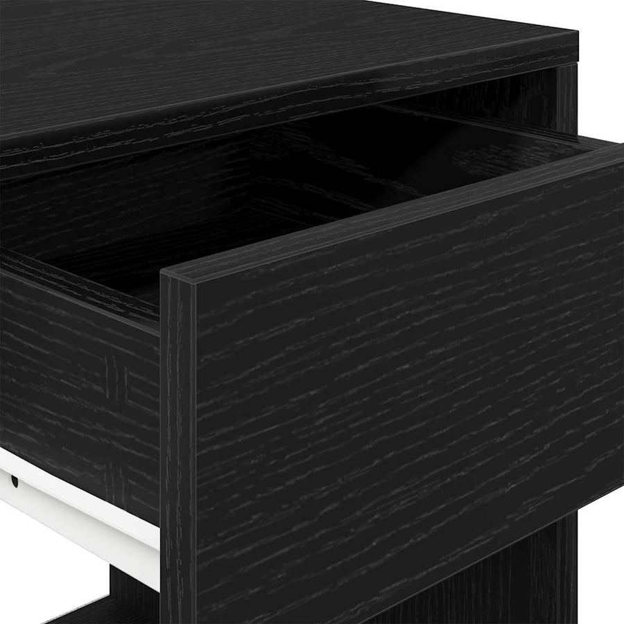 Nachtkastjes 2 st met lade 35x34x66,5 cm zwart eikenkleurig