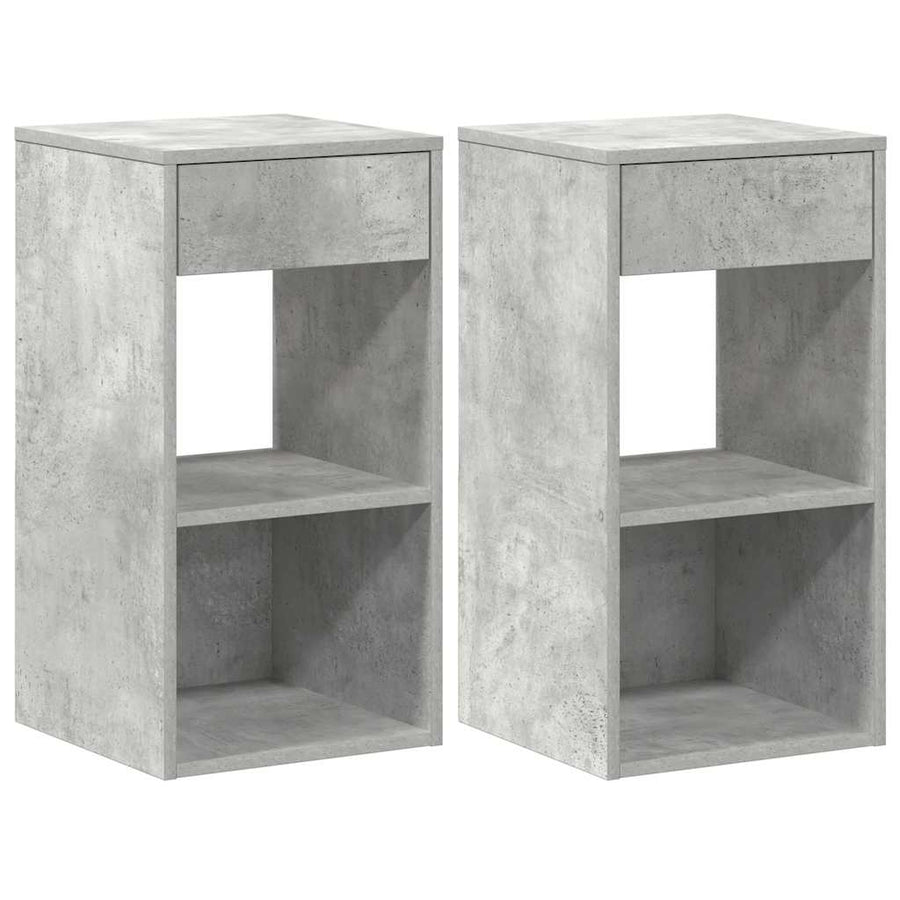 Nachtkastjes 2 st met lade 35x34x66,5 cm betongrijs