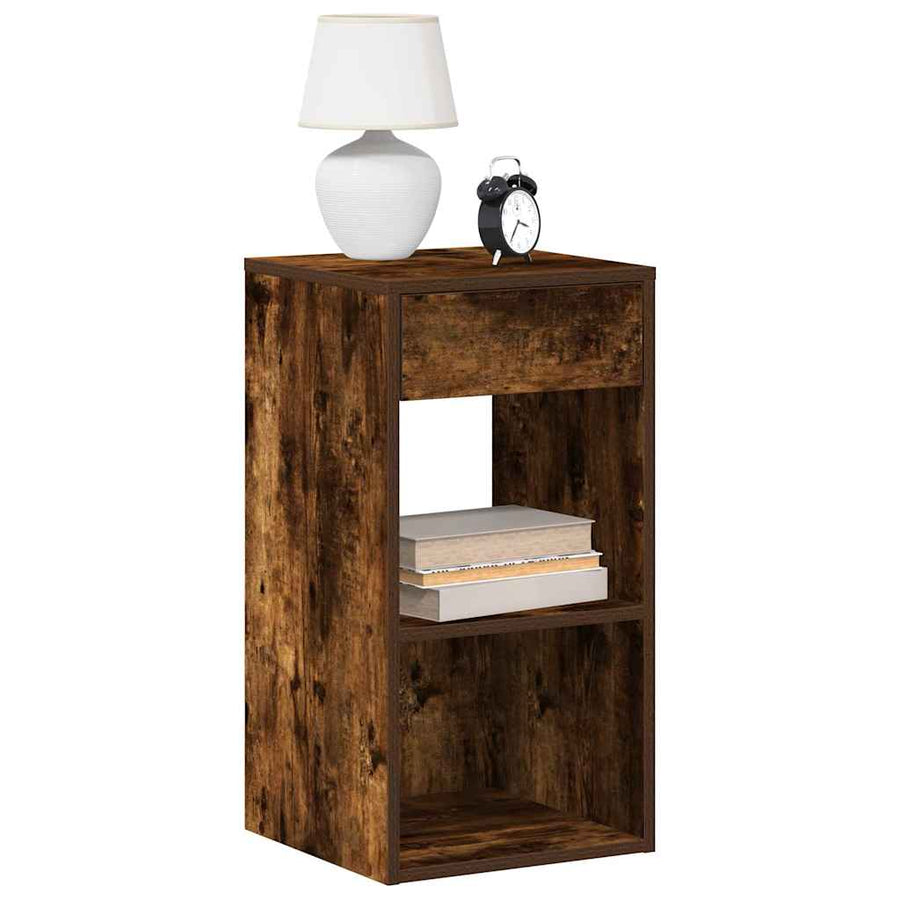 Nachtkastje met lade 35x34x66,5 cm gerookt eikenkleurig