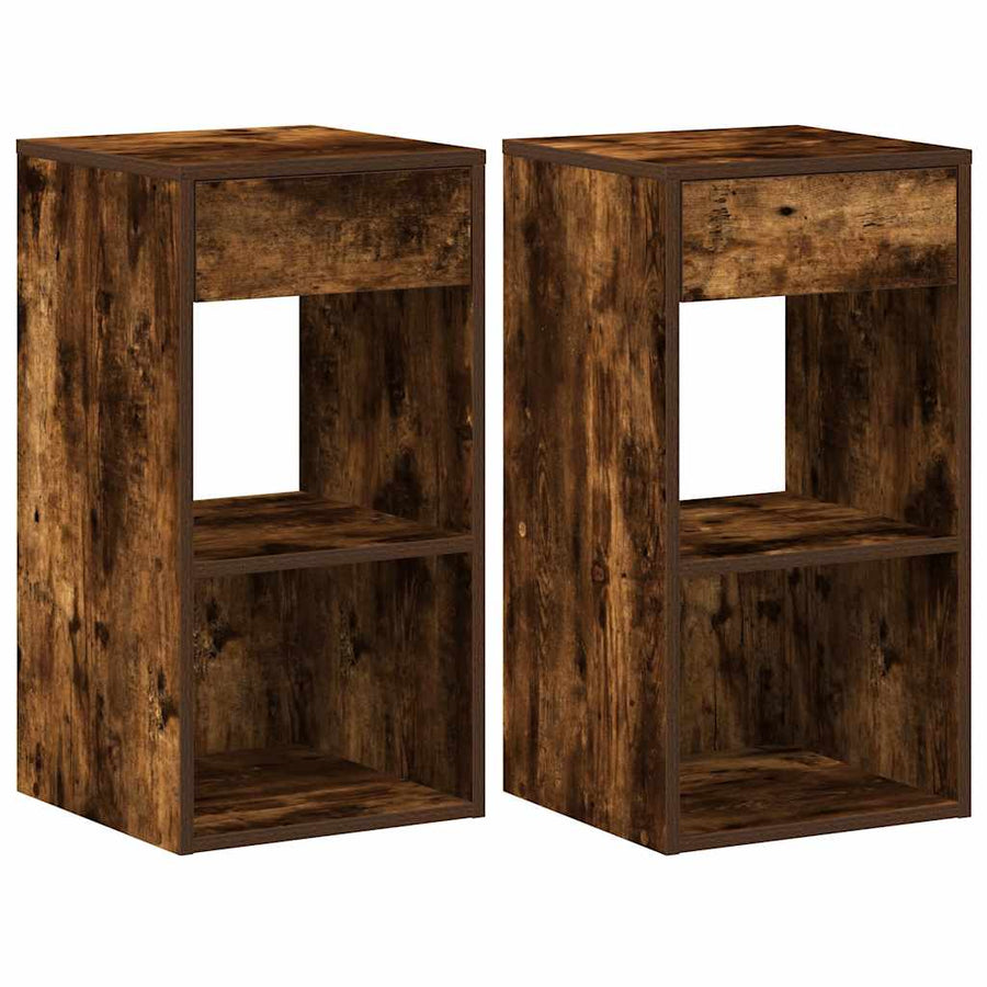Nachtkastjes 2 st met lade 35x34x66,5 cm gerookt eikenkleurig