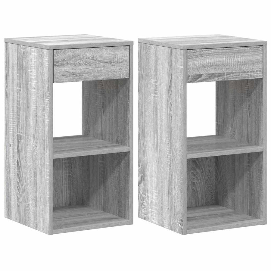 Nachtkastjes 2 st met lade 35x34x66,5cm grijs sonoma eikenkleur