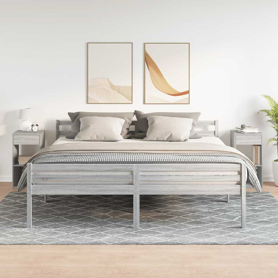 Nachtkastjes 2 st met lade 35x34x66,5cm grijs sonoma eikenkleur
