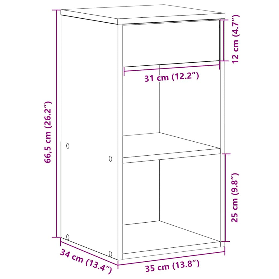 Nachtkastjes 2 st met lade 35x34x66,5cm grijs sonoma eikenkleur
