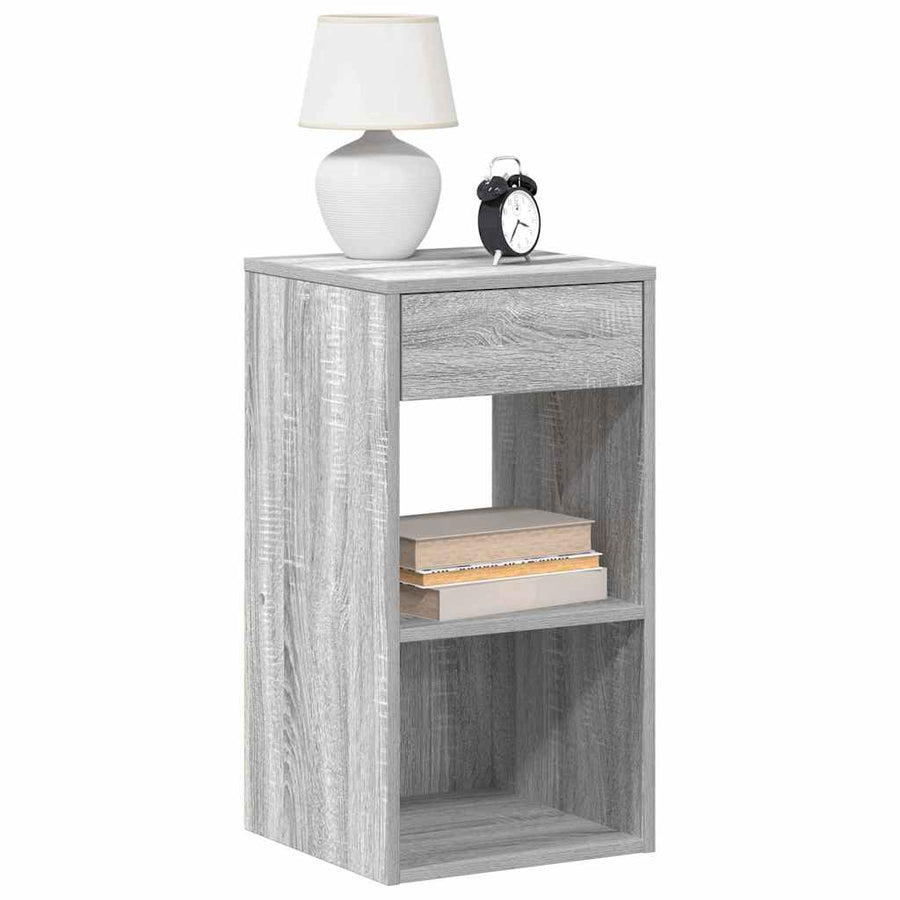Nachtkastjes 2 st met lade 35x34x66,5cm grijs sonoma eikenkleur