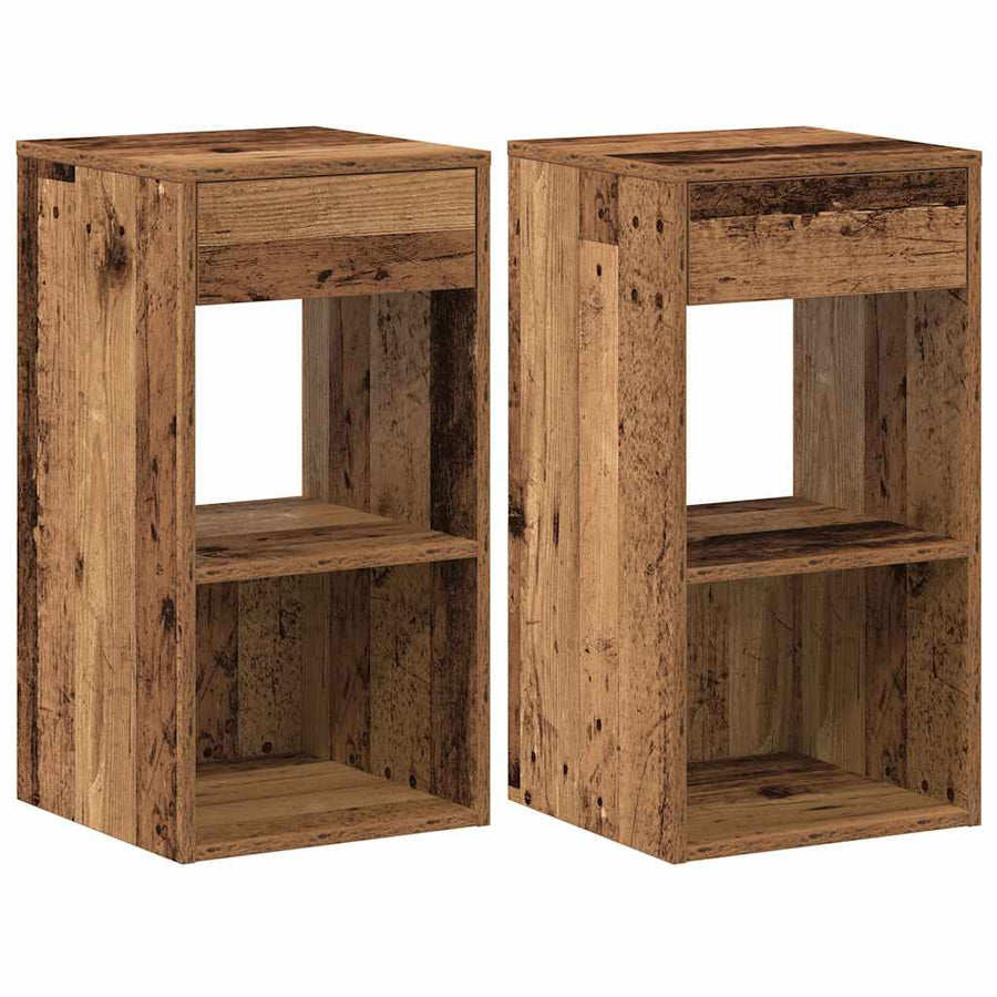 Nachtkastjes 2 st met lade 35x34x66,5 cm oud houtkleurig