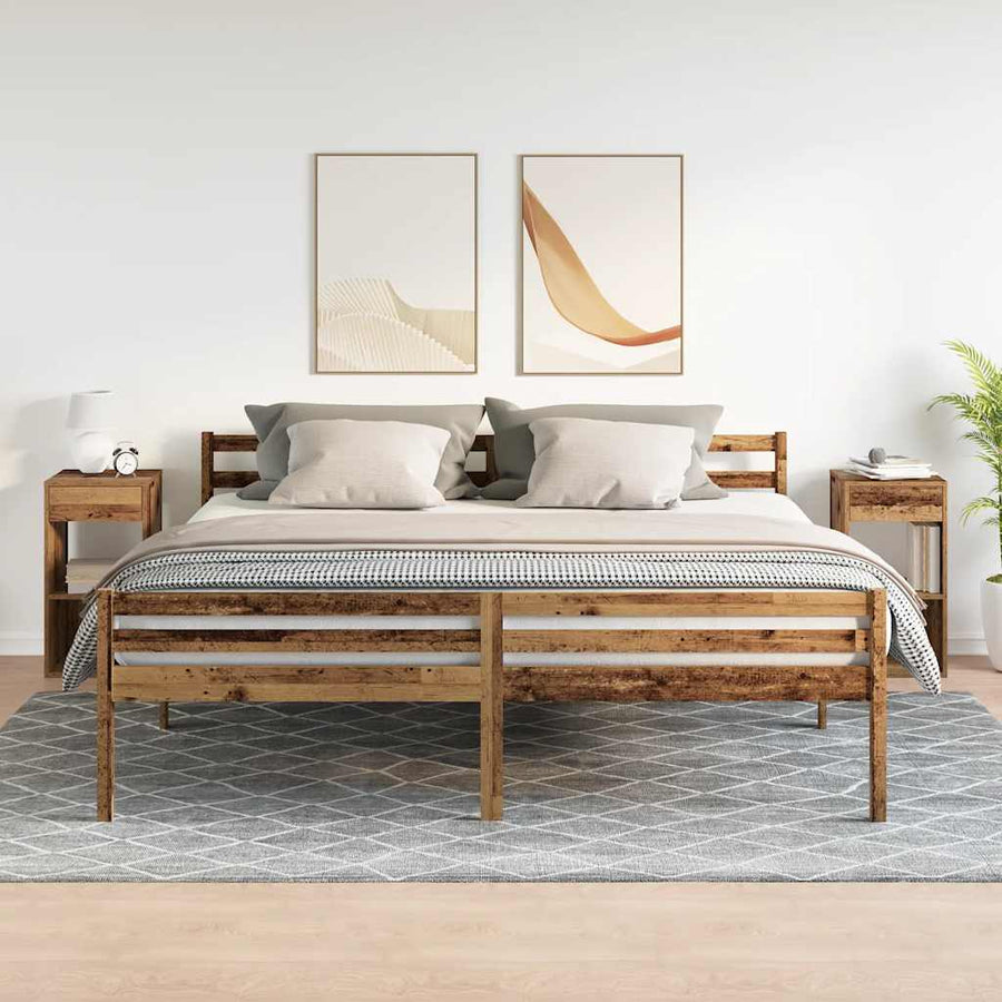 Nachtkastjes 2 st met lade 35x34x66,5 cm oud houtkleurig