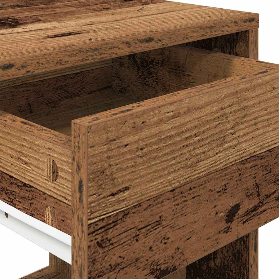 Nachtkastjes 2 st met lade 35x34x66,5 cm oud houtkleurig