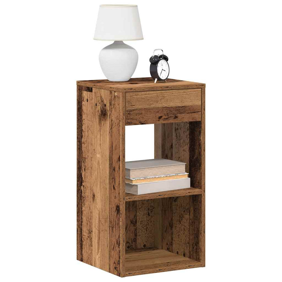 Nachtkastjes 2 st met lade 35x34x66,5 cm oud houtkleurig