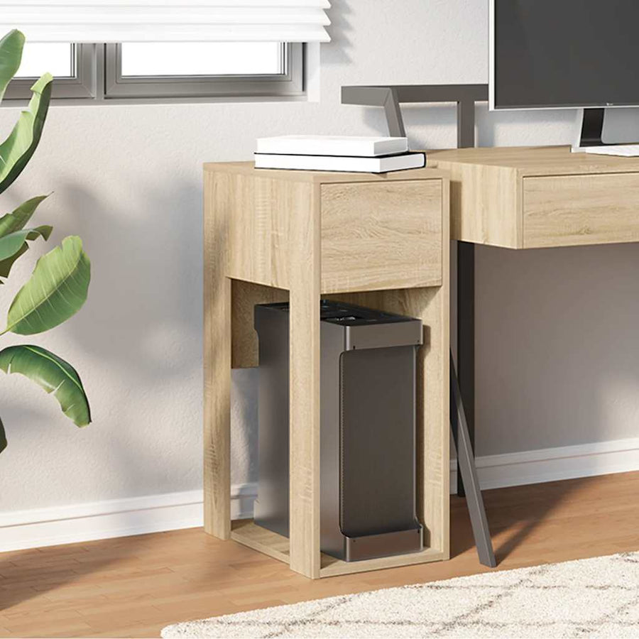 Computertorenstandaard met lade 30x44x74 cm sonoma eikenkleurig