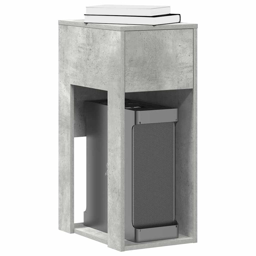 Computertorenstandaard met lade 30x44x74 cm betongrijs
