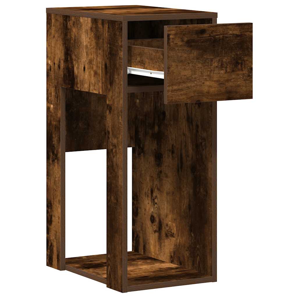 Computertorenstandaard met lade 30x44x74 cm gerookt eikenkleur