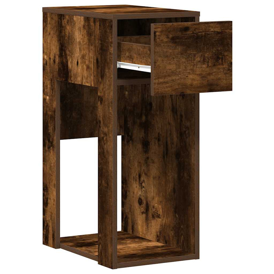 Computertorenstandaard met lade 30x44x74 cm gerookt eikenkleur