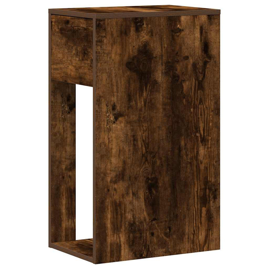 Computertorenstandaard met lade 30x44x74 cm gerookt eikenkleur