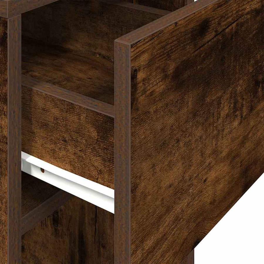 Computertorenstandaard met lade 30x44x74 cm gerookt eikenkleur