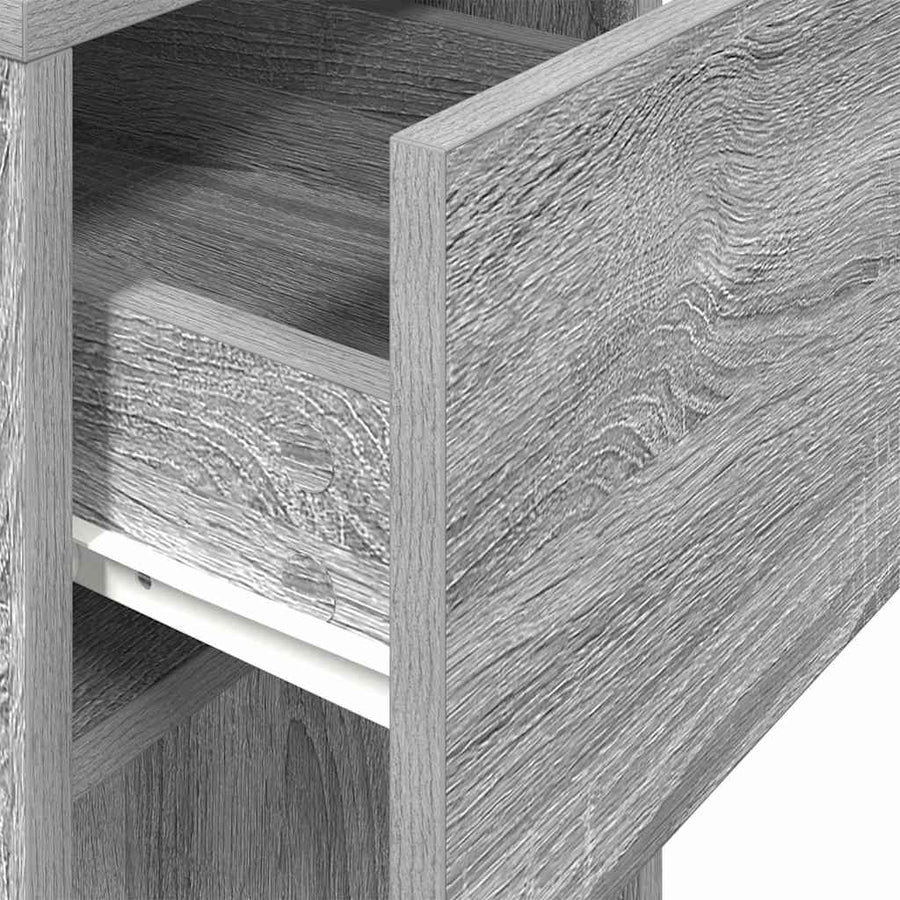 Computertorenstandaard met lade 30x44x74 cm grijs sonoma eiken