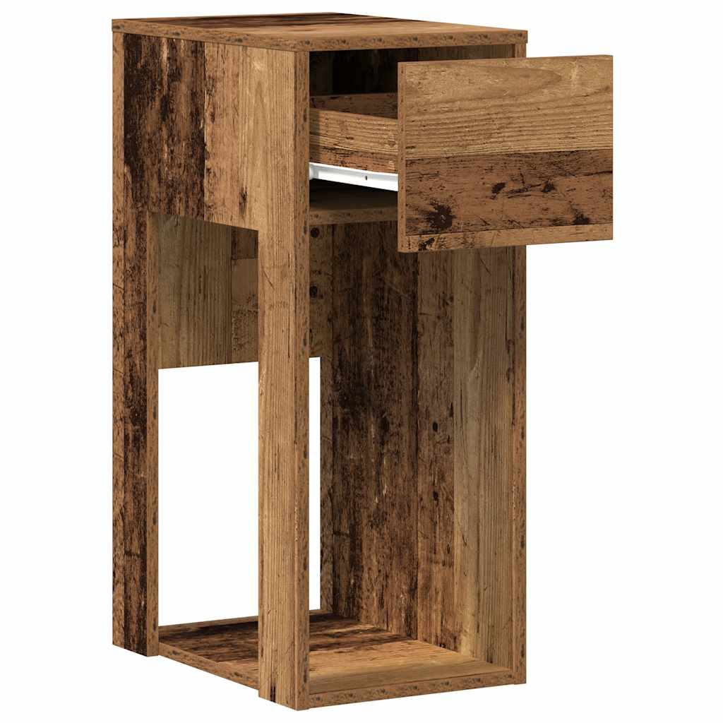 Computertorenstandaard met lade 30x44x74 cm oud houtkleurig