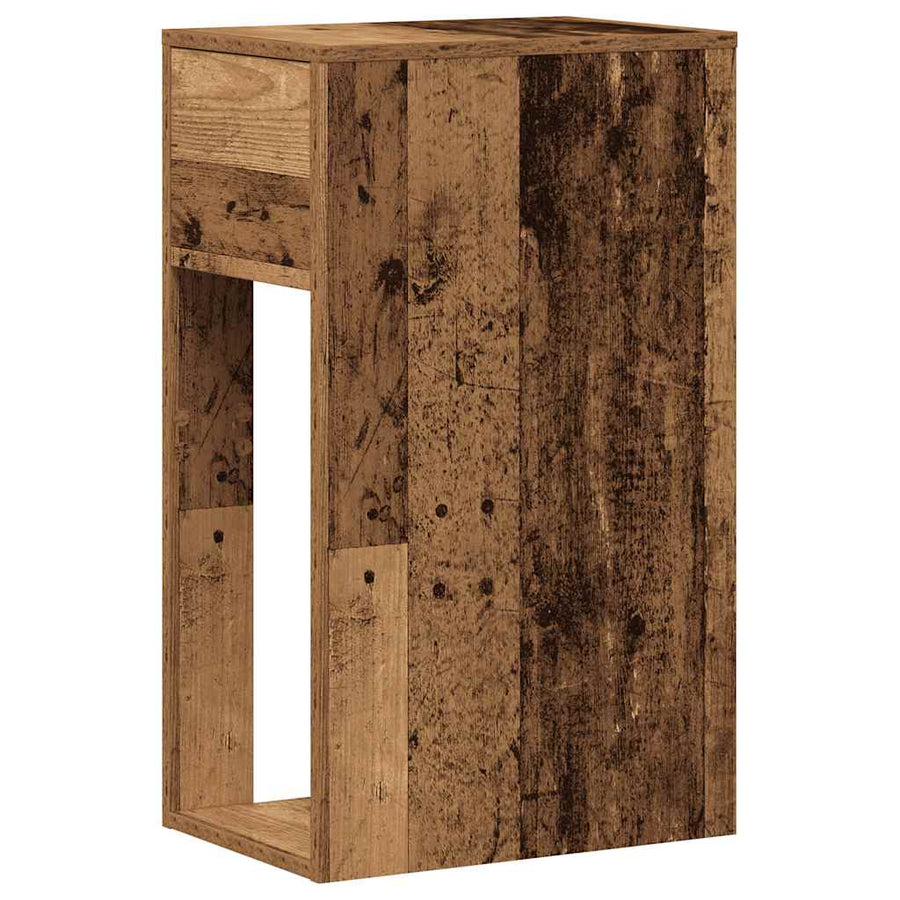 Computertorenstandaard met lade 30x44x74 cm oud houtkleurig