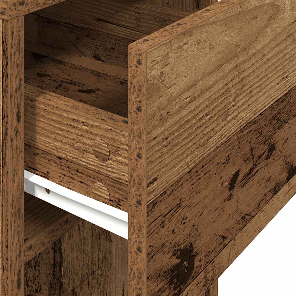 Computertorenstandaard met lade 30x44x74 cm oud houtkleurig
