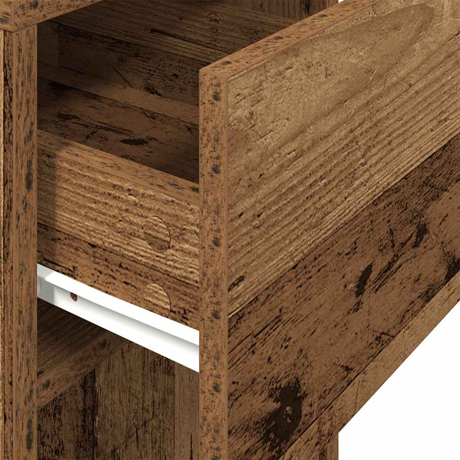 Computertorenstandaard met lade 30x44x74 cm oud houtkleurig