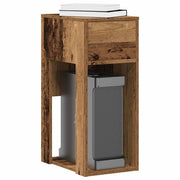 Computer tower stand with drawer 30x44x74 cm old wood-colored