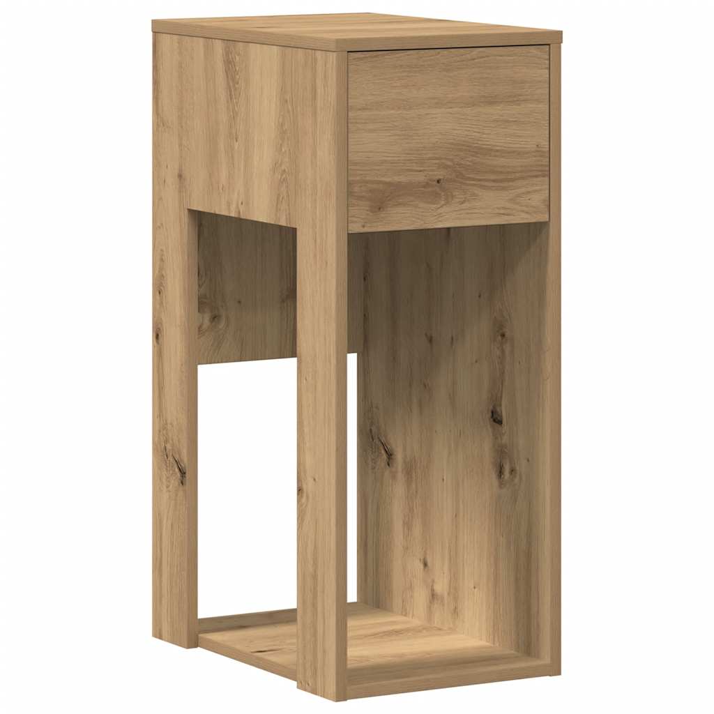 Computertorenstandaard met lade 30x44x74 cm artisanaal eiken