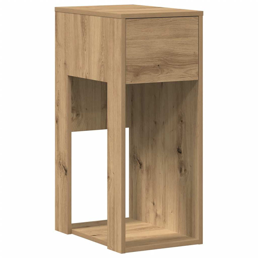 Computertorenstandaard met lade 30x44x74 cm artisanaal eiken