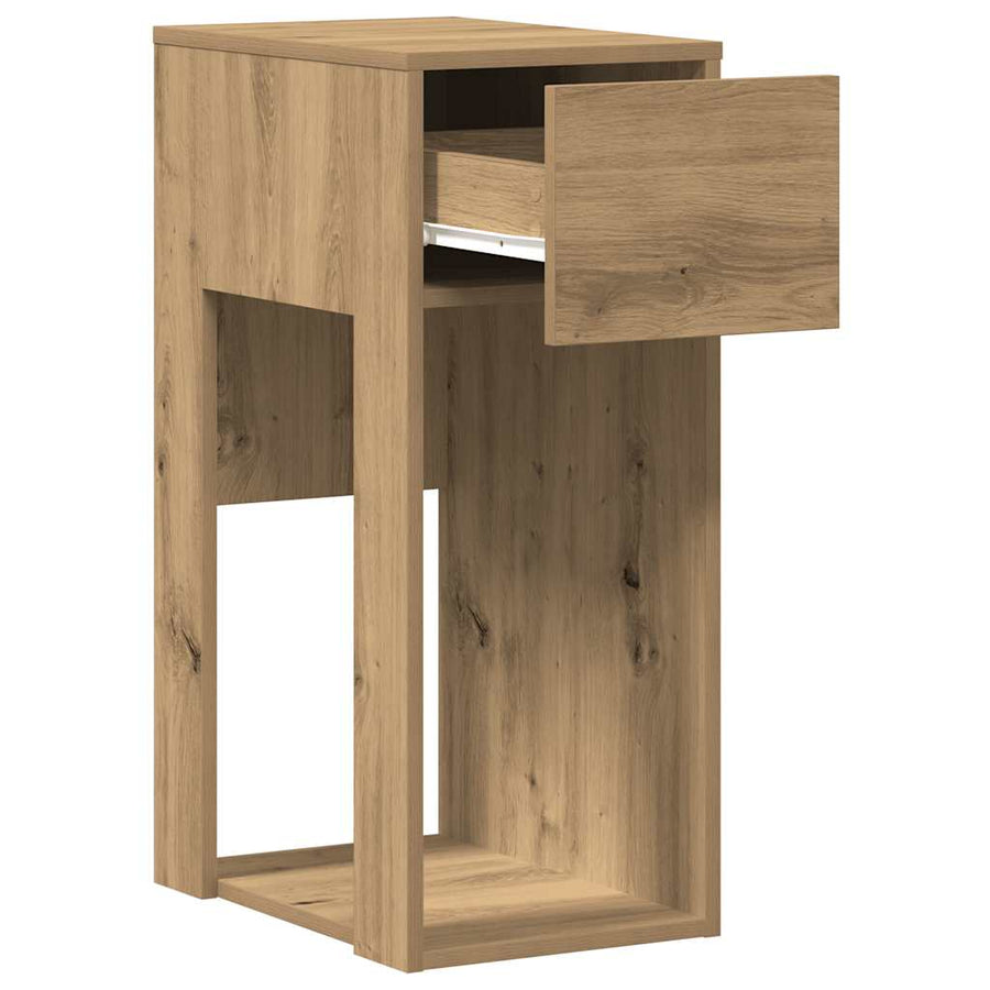 Computertorenstandaard met lade 30x44x74 cm artisanaal eiken