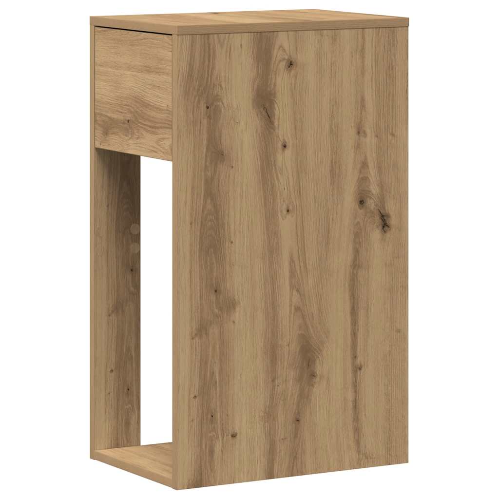 Computertorenstandaard met lade 30x44x74 cm artisanaal eiken
